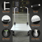 2200 lbs. Capacity Foldable Push Cart Dolly | Moving Platform Hand Truck | Heavy Duty Space Saving Collapsible | Swivel Flat Bed Wagon - Furniture Luggage Lifting