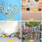 2 Pcs Fish Net Decorations, 39x78 Inch Cotton Nautical Themed Fishing Net, Wall Hanging Photo Display Fishnet for Coastal Bedroom Bathroom, Pirate Hawaiian Beach Under The Sea Party Decor,Linen Color