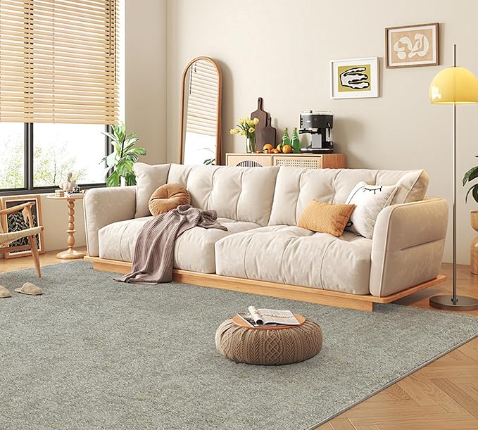 jxgzyy Soft Carpet Tiles 20×20 Inch, 0.38'' Padded Carpet Squares, Non-Adhesive Carpet Flooring with Textured Silicone Back, Easy DIY Cushioning Tiles for Home Office, 4 Pcs/10.8 Sqft