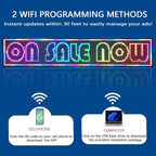 HS ProgrammableLed Sign , Outdoor Digital Scrolling Open Neon Signs, Electronic Message Display Screen Banner Board Large Waterproof for Business Store Advertising Window Public , Full Color High Brightness P10 77’’x14’’, WIFI control Custom Text