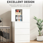SISESOL 3 Drawer Lateral File Cabinet with Lock and Shelf,White Metal Filling Cabinet with Drawers and Shelf, Locking File Storage Cabinets with Doors and Shelves for Home,Office,Garage,School