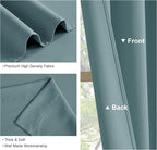 PONY DANCE Short Curtains for Kitchen - Home Decor Rod Pocket Thermal Insulated Window Treatments Light Block Panels for Bathroom, 42 W x 36 L, Greyish Blue, Set of 2