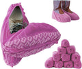 Premium Disposable Boot & Shoe Covers Booties | 100 Pack | Durable, Non-Slip, Non-Toxic, Water Resistant, Recyclable Protectors for Indoor & Outdoor | Large Size Fits Most Shoes (Pink)
