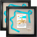 Tasse Verre 10x10 Black Display Shadow Box (2-Pack) Frame w/Linen Background and 16 Stick Pins - Ready to Hang Shadowbox Picture Frame - Box Display Baby Memorabilia Wedding