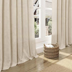 Nanspring Living Room Curtains 63 Inch Length Linen Birch Beige Luxury Light Filtering Semi Sheer Curtain Back Tab Modern Farmhouse Decor Elegant Coastal Drapes for Bedroom Office 52x63, 2 Panels