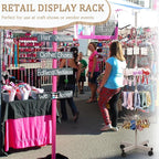 Retail Display Stand Store Display Rack 5 Tier Metal Spinning Display Stand Rack with Wheels Keychain Jewelry Stocking Hat Display Stand with Hooks for Malls, Showroom, Retail Store (Grey)