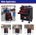 5 Drawers Tool Cart on Wheels with Stainless Steel Worktop, Heavy Duty Mobile Rolling Drawer Tool Chest with Locking Wheels & Lockable Drawers, Garage Tool Storage Cabinet (Black, 5 Drawers)