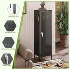 Aobabo 54" H Lockable Metal Storage Lockers with, Steel Locker Cabinet with Metal Hooks and 1 Adjustable Shelf for Home, School,Office, Assembly Required, Black