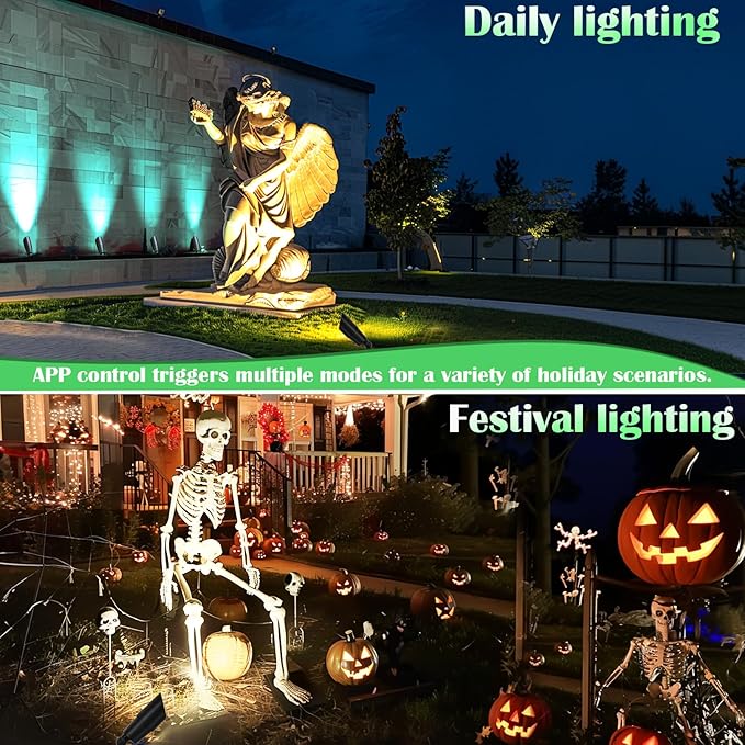 RGB Landscape Lighting, Smart Low Voltage Landscape Lighting Kit with Color Changing, 4 Pack 12 Volt Landscape Lights, Outdoor Spot Lights for Yard Garden Lighting,Remote/APP/Voice Control.