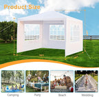 10x10 FT Party Tent, Outdoor Wedding Tents for Parties, Canopy Event Tent with 3 Removable Sidewalls, Waterproof Gazebo Shelter for Birthday Parties, Weddings, BBQs & Events (10X10FT-3Sides White)