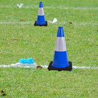 4 Pack 18 Inch Blue Safety Cones Durable with Black Base, Driveway Markers, Skating Practice, Pet Agility Training, Parking Lot Use (4, Blue, 18 Inch)