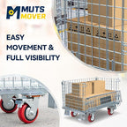 32"x20"x24" Heavy Duty Platform Truck with Cage, Foldable Flatbed Hand Truck Dolly with 4.7” Swivel Casters, 1500LBS Capacity Push Cart for Warehouse, Garage, Grocery, Laundry