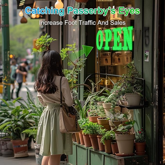 41"x15" Large LED Open Signs for Business Super Bright Unique Design Open Sign with Hanging Installation for Window Stores Bar Hotel Retail Shops Salon Restaurant Office Green