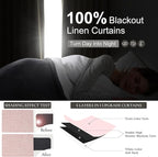 BabyPink Curtains for Girls Room, Cute Blackout Bedroom Curtains Aesthetic 84 Inch Length 2 Panels Set Flax Linen Thermal Drapes Insulated&Soundproof Back Tab/Hook Belt Preppy (50"W x 84"L)