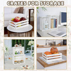 5-Piece Farmhouse Wooden Crate Set - Rustic Wooden Crates for Display and Storage, Large Whitewashed Decorative Crates, Farmhouse Apple Crates, Painted Wood Crates for Decor