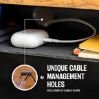 Under Desk Storage Shelf - Carbon Steel Under Desk Tray with Cable Management, Mountable Add-On Shelf for Table & Office Desks (13" x 8" x 2.8")