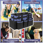 Wearable Cleaning Caddy, Cleaning Caddy Supplies Organizer with Handle & Shoulder Straps for Housekeepers, Under Sink & Car Cleaning Tool Organizers Bag with 4 Foldable Divider (CeruleanBlue)