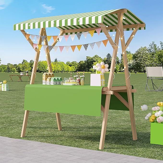 Outdoor Vendor Cart, Portable Cart with Canopy, Movable Stall Display Stand, Foldable Vending Stand Kiosk Display Trolley with Canopy, for Market, Street Food, Events(Green 2,120cm/47.2in)
