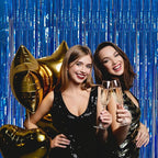 20 Pack Foil Curtain Backdrop Blue Metallic Tinsel Foil Fringe Curtains Photo Booth Props for Birthday Wedding Engagement Baby Shower Bachelorette Christmas Holiday Celebration Party Decorations