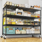 PrimeZone 60" W x 24" D x 76" H Heavy Duty Wire Storage Shelves with Wheels, 4 Tier Adjustable NSF Certified Garage Shelving Unit, Rolling Metal Organizer Shelf Rack for Warehouse, Pantry, 4 Packs