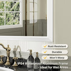 40x32 Inch White Bathroom Mirror for Wall, Thick Metal Framed Rectangle Mirrors for Over Sink, Bedroom, Living Room, Entryway, Anti-Rust, HD Tempered Glass