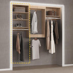 Medium Double Hanging Closet Unit, Modular Closet System, Wood Closet System Organizer with Storage for Walk In Closets, Clothing Rack Closet for Hanging Clothes, Bedroom, Wood, 19.5"W