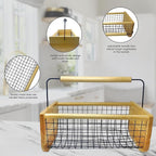 Personalzied Harvest Garden Basket, Handmade Solid Wood Construction with Rotatable Handle, Wire Mesh Design, 16x9x7 Inches, Multi-Purpose Vegetable and Fruit Harvesting Hod Custom Name