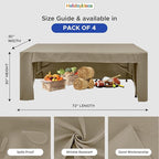 HolidayIdeas Open Back Fitted Tableclothss for 6 Foot Rectangle Table, Wrinkle Resistant Washable Table Covers 72x30 Inch for Craft Fairs, Banquets, Trade Show Display, Taupe,4 Pcs