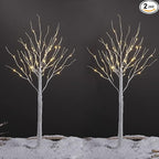 LIGHTSHARE 4 Feet 48L LED Birch Tree Lights, Pack of 2, Warm White, for Holiday Party and Christmas Decoration, Indoor and Outdoor Use