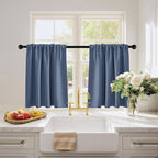 PONY DANCE Blue Haze Short Window Curtains for Kitchen 24 inch Long, 2 Panels Set Half Window Drapes for Bedroom Basement, Blackout Small Curtains for Travel Trailers, Width 29 x Length 24 inches
