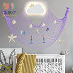 ZUEXT Purple Fishing Net Decorative 80x40 Inch, 2 Pack Large Picture Fish Net, Wall Photo Hanging Fishnet for Nautical Mermaid Pirate Ocean Themed Hawaii Beach Under The Sea Party Decoration