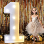 Pooqla 3FT Light Up Marquee Numbers, LED Large Lighted Marquee Numbers for Party Decoration, Giant Mosaic Number for Balloons 1st 16th 21st Birthday Decoration, LED Light Up 1