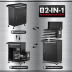 INTERGREAT Rolling Tool Chest with Wheels and 5 Drawers, Detachable Tool Cabinet with Lock for Garage, Locking Mechanic Tool Cart with Black Liner for Warehouse, Workshop, High Capacity