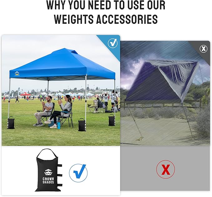 CROWN SHADES Sand Bags for Canopy Legs (150 LBS) Sandbags for Weight, Canopy Weights, Pop Up Tent Weights Bags, Black (Unfilled)