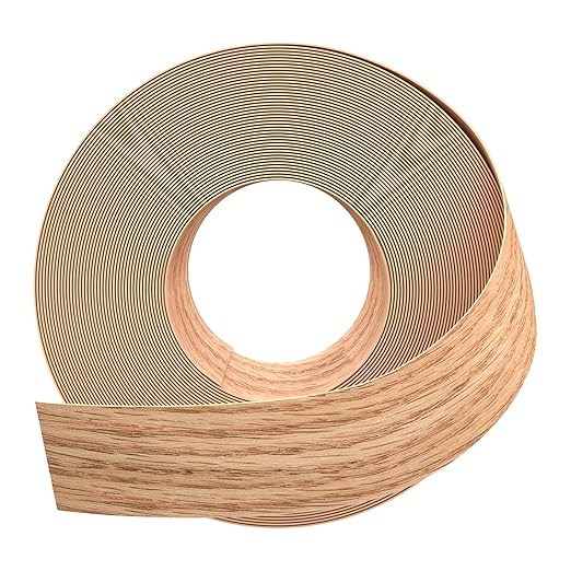 GSCIT Club Red Oak Edge Banding, 1 1/2 inch x 100ft roll of Veneer Edge Banding -Pre-glued Flexible, Real Wood Tape Banding for Cabinet Repair Furniture Restoration, (ZYKJ-1 1/2-100-RedOak)