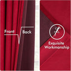 MIULEE Christmas Velvet Curtains 96 Inches Long 2 Panels Set for Bedroom, Pinch Pleat Back Tab Thermal Insulated Living Room Darkening Drapes Pleated Blackout Floor to Ceiling Curtain with Hooks, Red
