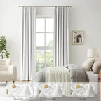 DUALIFE Pinch Pleated Blackout Curtains 108 Inches Long 9ft, Accordion Style Custom Window Drapes with Hooks,Floor Length to Ceiling Traverse Curtains for Living Room, Greyish White,40W x 108L, 2 PCs