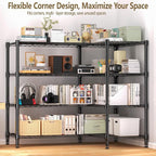 Himimi 4-Tier Adjustable Metal Shelving - 1600LBS Capacity, Heavy Duty Wire Organizer for Kitchen, Garage, Pantry, Laundry, 72" W x 18" D x 60" H, Black