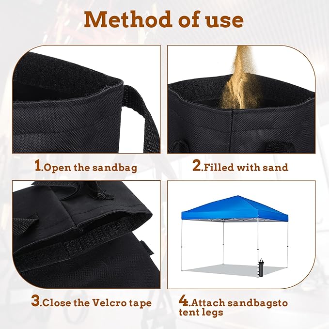 12 Pack Canopy Weight SandBags, 264 LBS Black Extra Large Heavy Duty Canopy Weights Sand Bags for Canopy Outdoor Advertising Sunshade Fixed Windproof Pop up Canopy Tent, Without Sand. ﻿