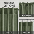 MIULEE Non-See-Through Privacy Linen Curtains 2 Panels, Olive Green Light Filtering Window Curtains Farmhouse Textured Back Tab Semi Sheer Drapes for Bedroom Living Room 72 Inches Long Dark Green