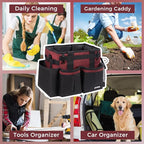 Compact Wearable Cleaning Caddy, Small Cleaning Caddy Supplies Organizer with Handle & Shoulder Straps for Housekeepers, Under Sink & Car Cleaning Tool Organizers Bag (AncoraRed)