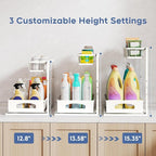 Under Sink Organizer and Storage, Height Adjustable Cabinet Organizer with Slide Out Drawer, Pull Out Under Sink Storage, Multi-Purpose 2 Tier Sink Shelves for Kitchen Bathroom Pantry (White, 1 Pack)