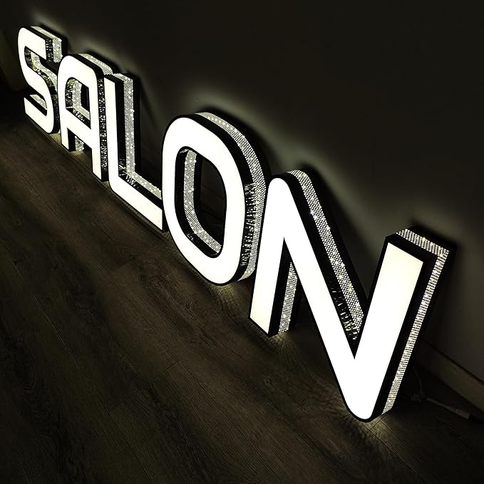 Outdoor Large Lighted Letter 10 to 20 Inch Tall Channel Letters Stainless Steel Lighted Business Signs for Storefront Branding Signage (7 letters)