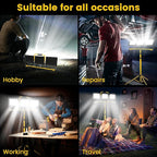 30000 Lumen Super Bright Portable Heavy Duty LED Work Light with Foldable Tripod Stand 16.4FT Cord, Waterproof 3 Head Adjustable 100W Large Job Site Lighting Worklight for Construction Workshop Garage
