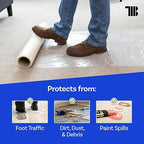 TapeManBlue Carpet Protection Film, 48 inch x 500 feet, Made in The USA, Strong and Durable Self-Adhesive Plastic Carpet Protector with Easy Unwind and Clean Removal