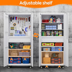Metal Storage Cabinet with Drawers, Locking Garage Tool Cabinets on Wheels with Pegboards and Hooks for Warehouse Homes, Offices, Assembly Required