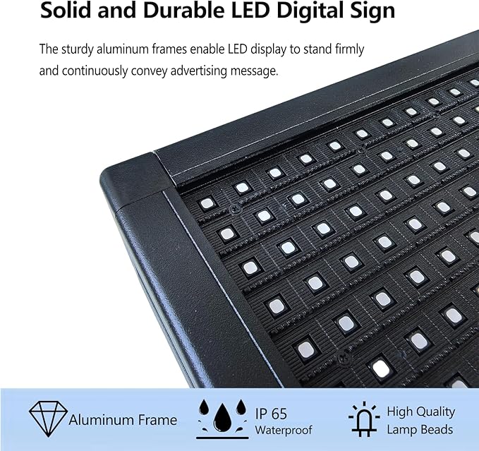 P10 Programmable LED Sign Outdoor, RGB Full Color Scrolling LED Sign with 4000CD/㎡ High Brightness, WIFI Control Open Welcome Led Digital Display for Business Advertising, Store, 40”x 8”