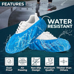 Premium Disposable Boot & Shoe Covers Booties | 50 Pack | Durable, Non-Slip, Non-Toxic, Water Resistant, Recyclable Protectors for Indoor & Outdoor | Large Size Fits Most Shoes