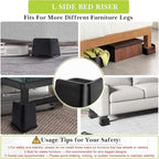 Bed Risers 2 inch, 3 inch, 4 inch, 6 inch, 8 inch Heavy Duty, Oversized Furniture Riser for Couch Sofa Table Chair Leg Frame Dorm, Support up to 6000 Lbs (Black 8 Pack, 3 inch)