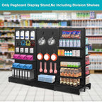 Pegboard Display Stand, Gondola Shelf Display for Convenient Grocery Office Supply or Liquor Stores, Standing Pegboard Display Two Sides Peg Board Panels, 20 Hooks, No Including 8 Shelves